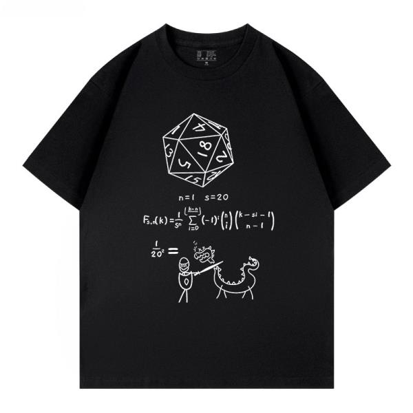 Dnd Dragon Underworld Gate D20 주사위 게임 주변 장치 재미 프린트 반팔 남성 루즈 퓨어 코튼 티셔츠 Red Han