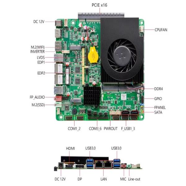 i5-8300H Mini-ITX 마더보드 8 코어 인텔 커피 레이크 CPU IPC SBC 임베디드 메인보드(6COM 2LAN DC12V DDR4 LVDS 포함)
