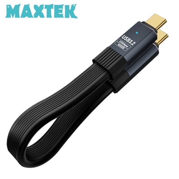 맥스텍코리아 맥스텍 MT820 USB 3.2 C타입 플랫 케이블 20cm 블랙 Type-C 20Gbps 100W 8K@60Hz 초고속충전 보조배터리 연결 E-Marker 이마커 칩셋
