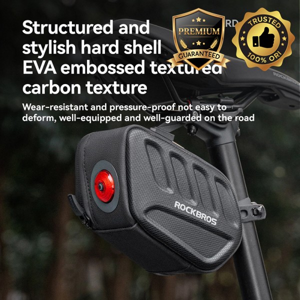 ROCKBROS 자전거 가방 미등 하드 쉘 테일 백 안장 휴대용 스토리지 MTB 도로 사이클링 액세서리