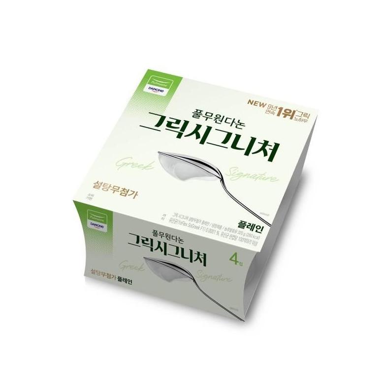 풀무원 다논 그릭시그니처 요거트 컵 플레인 80g 4개 더 진한 질감과 설탕무첨가