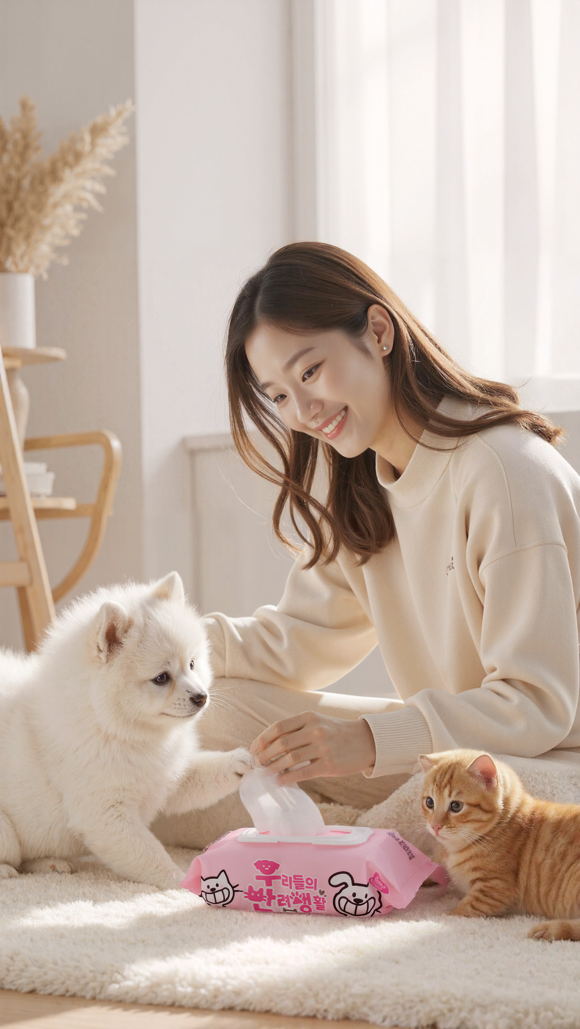 우리들의반려생활 반려동물 물티슈 강아지 고양이 캡형 올인원 대용량 펫티슈 80매, 10팩