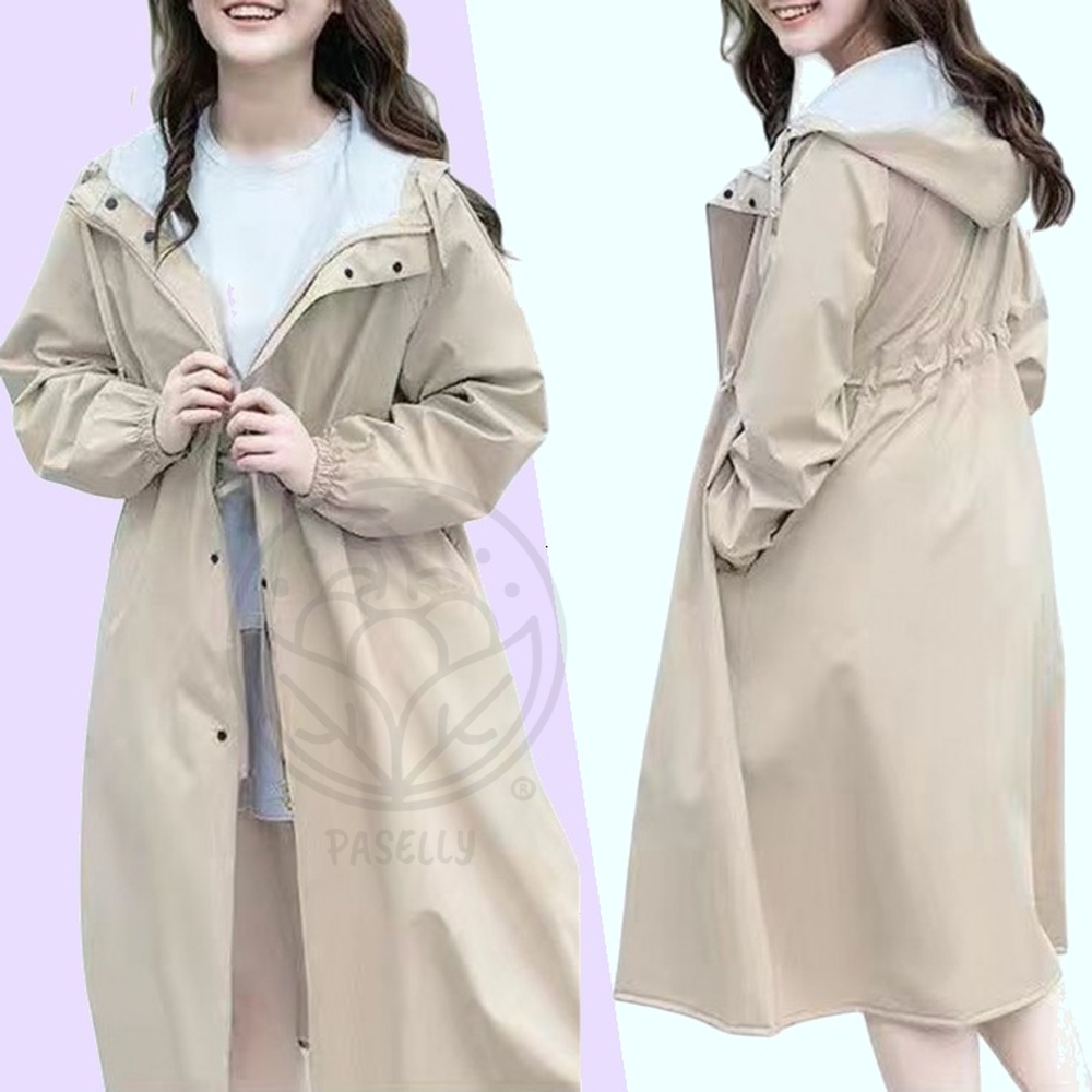 파샐리 세련된여성캠핑레인코트 고급소재레인웨어 실용적인여성비옷 여성용 아이보리