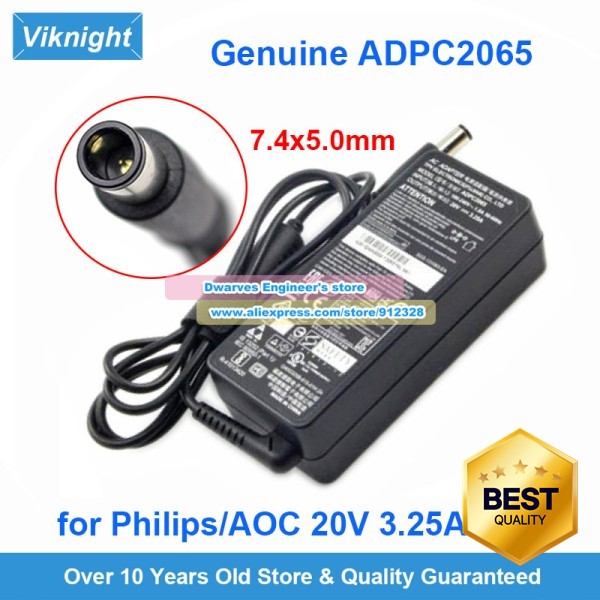 100% 호환  AOC 어댑터 필립스 호환 호환 제품용 328E8Q AG241QX C27G2U U2879VF 278E1A 모니터용 ADPC2065 20V 3.25A