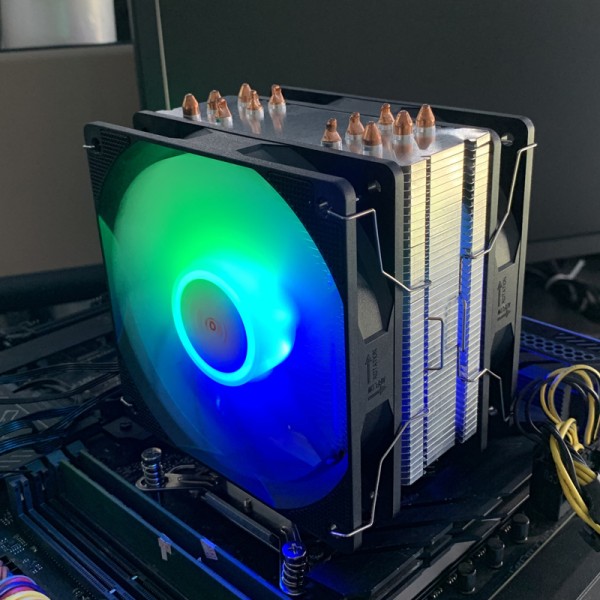 120MM CPU 공랭 쿨러 4핀 ARGB 팬 6개 히트파이프 PC 라디에이터 (인텔 LGA 115X 1700 X99 1366 및 AMD 지원)