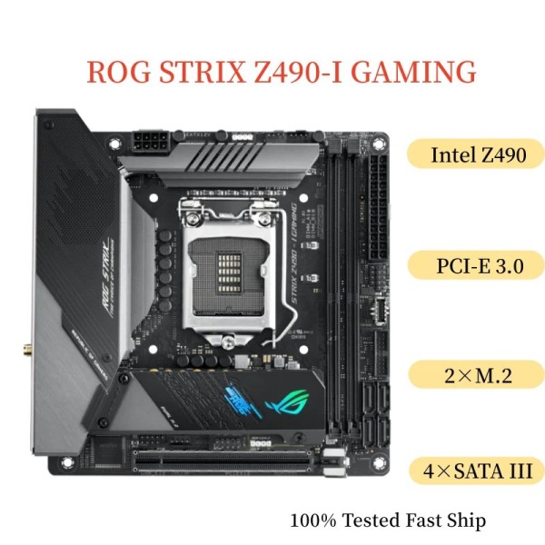 ASUS ROG STRIX Z490-I 게이밍 마더보드 LGA 1200 DDR4 Mini-ITX 테스트 완료 빠른  64GB