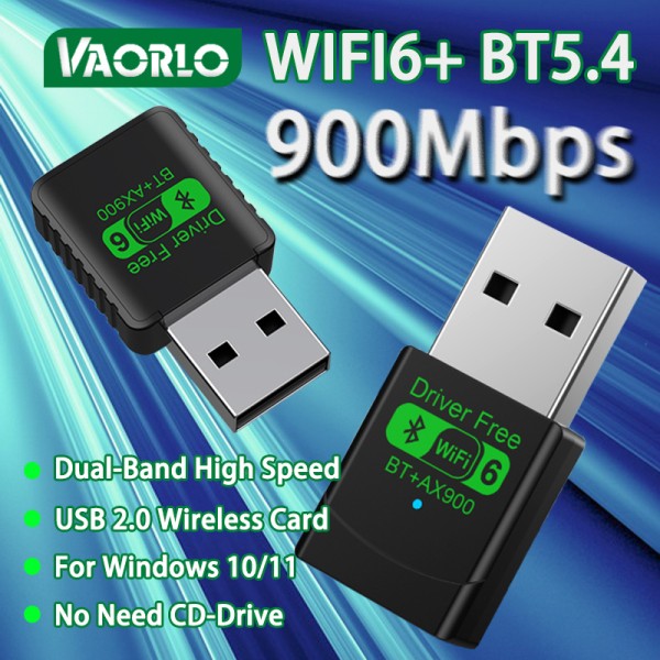 Mini AX900 WIFI6 USB+Bluetooth 5.4 듀얼 밴드 2.4G+5GHz 네트워크 수신기 동글 802.11ax Win10/11용 무료 드라이버