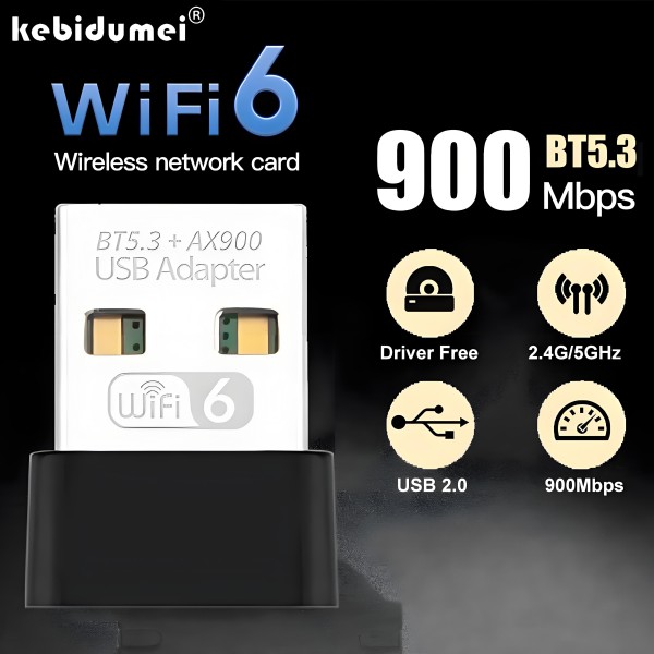 AX900 WiFi6 USB 어댑터 2in1 Bluetooth 5.3 듀얼 밴드 2.4GHz/5G 네트워크 6 미니 동글 무선 수신기 드라이버