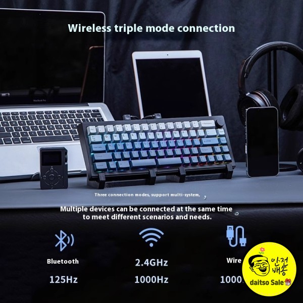 Epoaker 스플릿 식 키보드 무선 65% 레이아웃 68 키 제어 노브 핫 스왑 스위치   Rgb Qk Split65