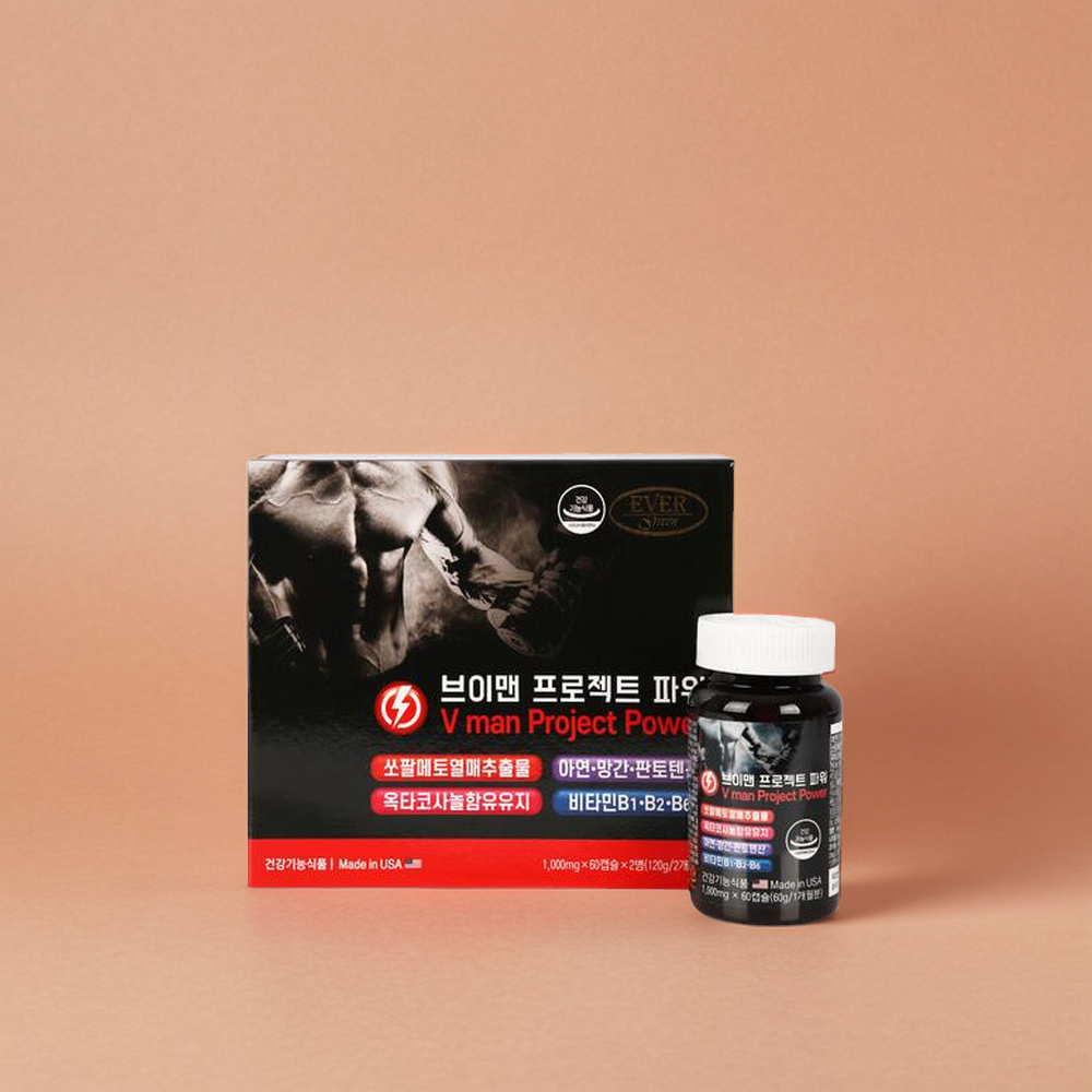 브이맨 프로젝트 파워 쏘팔메토 옥타콜사노 판토텐산 효능 60캡슐, 2개