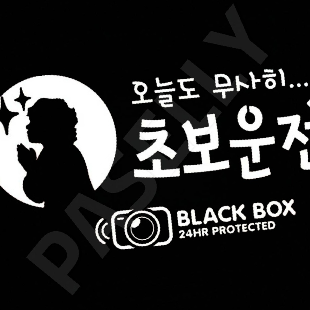 겨울이네 OEM 행운의운전스티커 초보운전자필수품 무사운전기원스티커 오늘도무사히 블랙박스 화이트