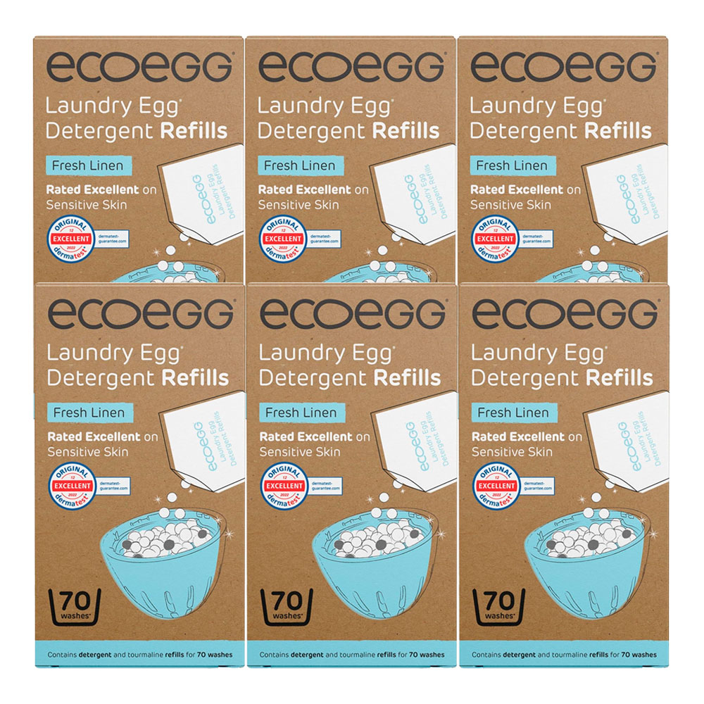 [해외]에코에그 세탁 리필 펠릿 세제 런드리 에그 Ecoegg 70워시 프레시 린넨 6팩