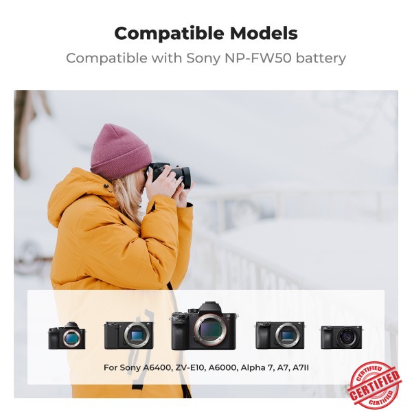 K&F NP-FW50 배터리 충전기 소니 RX10M4 A7II A6100 ZVE10