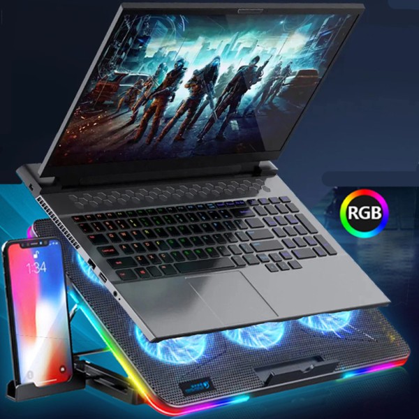 노트북 쿨러 냉각 패드 기본 라디에이터 6 조용한 팬 스탠드는 홀더를 지원합니다 액세서리