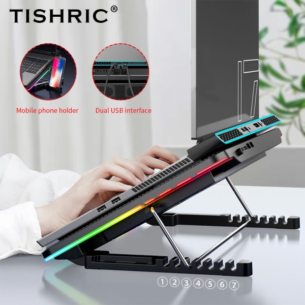 노트북 쿨러 냉각 패드 6개의 조용한 팬 고속 액세서리를 지원합니다 베이스 라디에이터