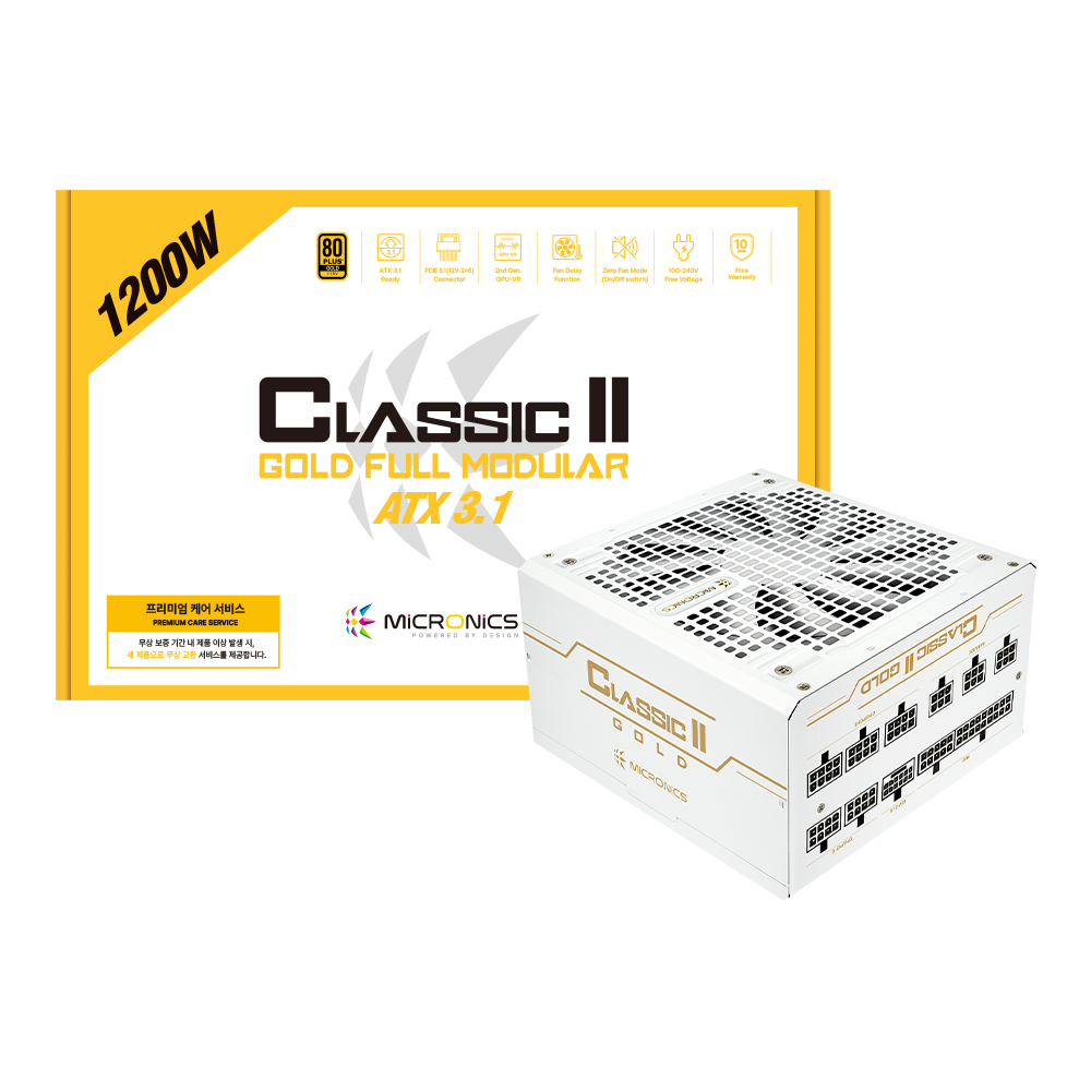 마이크로닉스 마이크로닉스 CLASSICII 컴퓨터 파워 1200W 80PLUS 골드 파워서플라이 ATX3.1 화이트