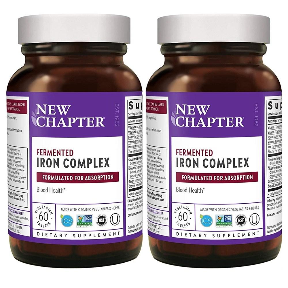 New Chapter [해외]New Chapter 뉴챕터 Fermented 아이언 Complex 블러드 헬스 퍼멘티드 철분 60정 2개