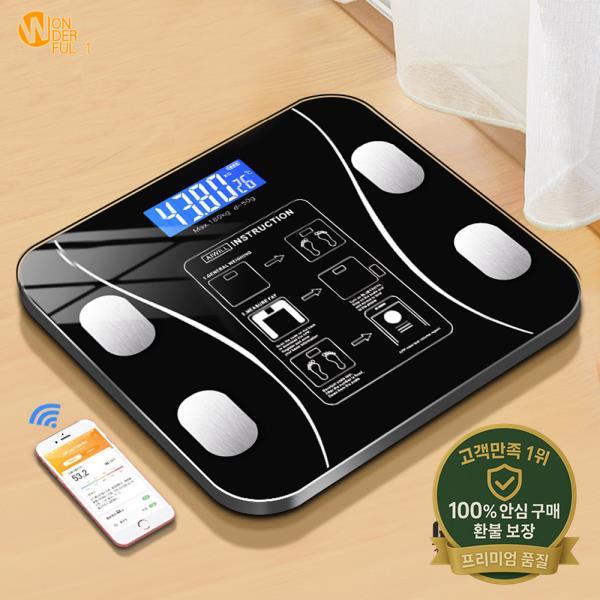 스마트 무선 디지털 체지방 측정기 욕실 체중계 체성분 앱 블루투스 호환