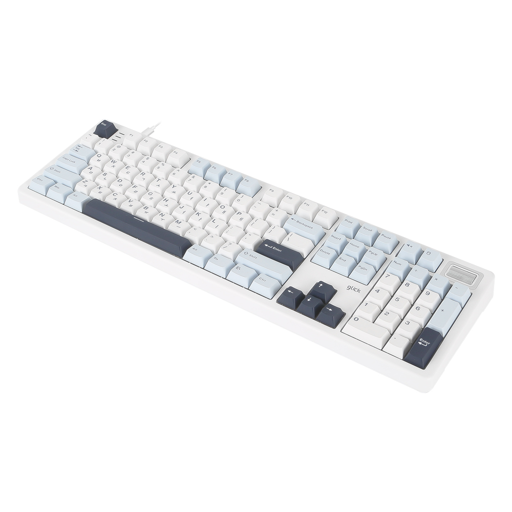 지클릭커 제주스위치 풀윤활 기계식 유선키보드 화이트마린, 당근주황축 45g