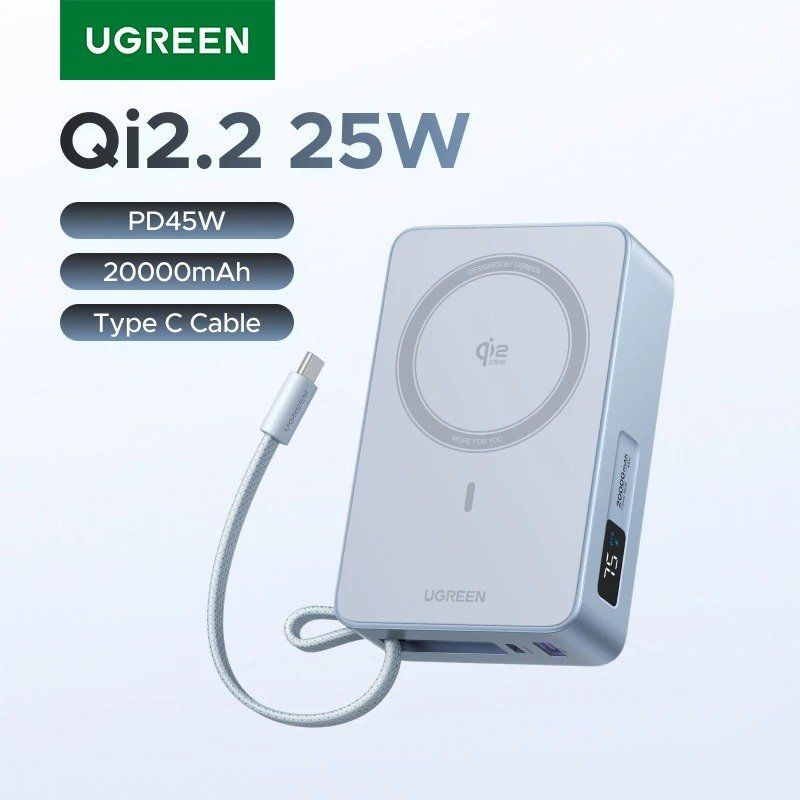 [해외]UGREEN Qi2 25W 자기 보조베터리 고속 충전 20000mAh/10000mAh iPhone 17 Pro 용 휴대용 30W 45W 45W 20000mAh CHINA