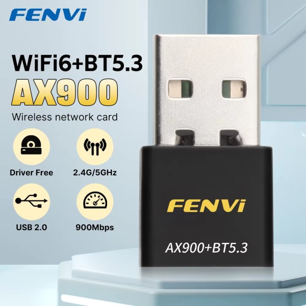 Fenvi AX900 WiFi6 USB 어댑터 Bluetooth 5.3 듀얼 밴드 5G 2.4G 2in1 6 미니 동글 무선 네트워크 수신기 드라이버