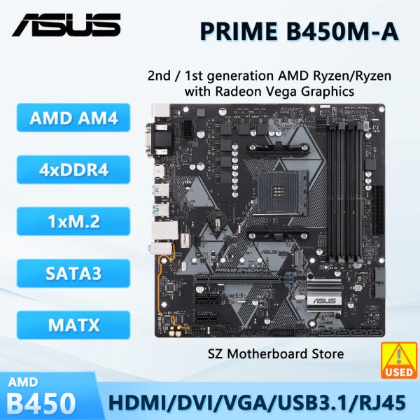 ASUS PRIME B450M-A 키트 마더보드 M-ATX 소켓 AM4 AMD B450 지원 CPU Ryzen 3/5/7/9 5700x3d 5600 DDR4 M.2