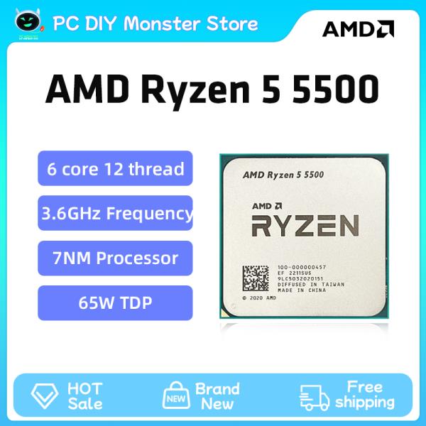 [해외]AMD Ryzen 5 5500 R5 5500 3.6GHz 6 코어 12 스레드 CPU 프로세서, 7NM L3 = 16M AMD AM4 게이밍 프로세서, B550M 마더보드용