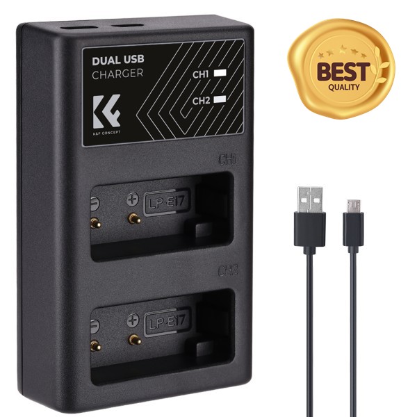 100% 호환 K F 컨셉 LP-E17 듀얼 채널 슬롯 충전기 캐논 호환 EOS R8 R10 RP 77D M5 M6II M3 용