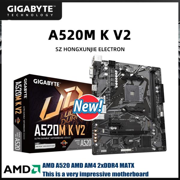 [해외]기가바이트 신형 A520M K V2 마이크로 ATX 메인보드 AMD A520 소켓 AM4 지원 CPU AMD Ryzen 5600G 5700G 3600 3400G M.2 PC