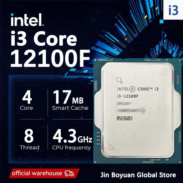 [해외]인텔 코어 i3 12100F I3-12100F CPU 프로세서, LGA 1700, 쿨러 없음