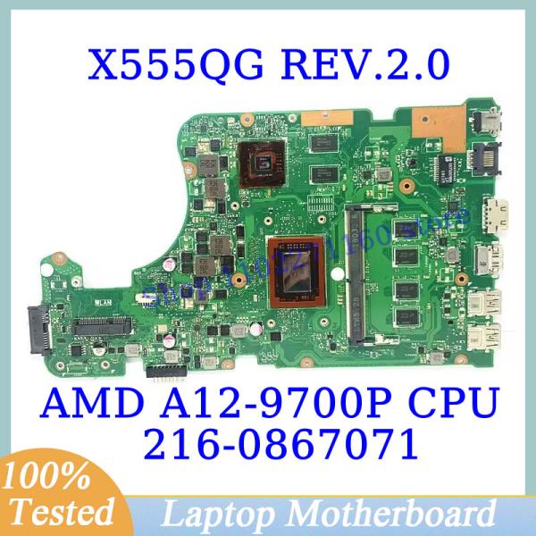 AMD A12-9700P CPU RAM 8GB 메인보드 216-이 탑재된 ASUS용 X555QG REV.2.0 0867071 노트북 마더보드 100% 완벽하게 테스트됨 잘 작동함