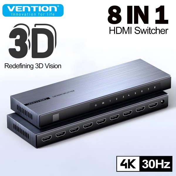 Vention 8 in 1 4K@30Hz HDMI 스위처 분배기 XBOX PSD DVD 노트북 TV HDTV-TV 모니터용 호환 어댑터