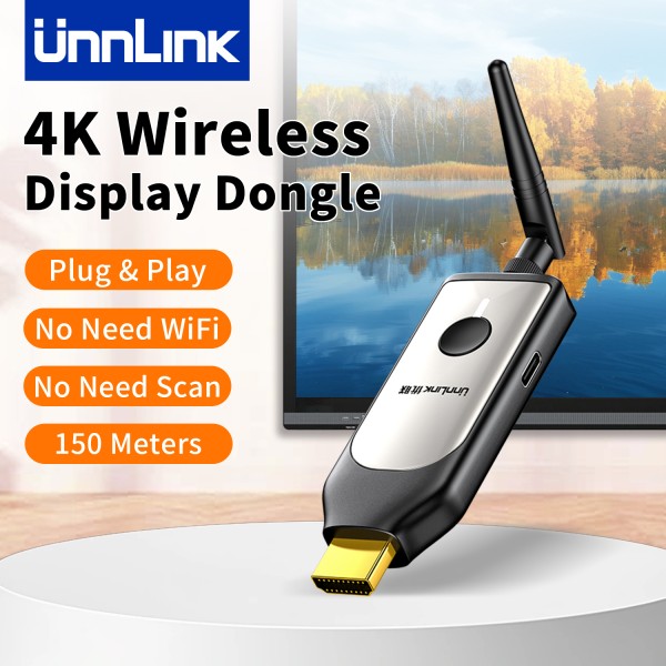 Unnlink 4K HDMI 무선 수신기 익스텐더 150M 휴대폰 태블릿 노트북 PC에서 TV로 미러링 어댑터 30Hz/1080P 60Hz