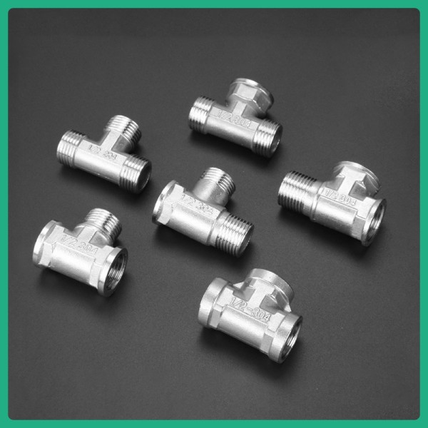 [해외]호환 스테인레스 T 형 티 피팅 1/2 3/4 BSP 암나사 퀵 어댑터 커플러 Konektor Untuk Udara Minyak Gas