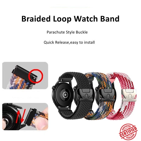 Garmin Venu 3S/Fenix7/7s 밴드 낙하산 버클용 18/20/22 브레이드 루프 포어러너 965/955/945용 나일론 탄성 스트랩