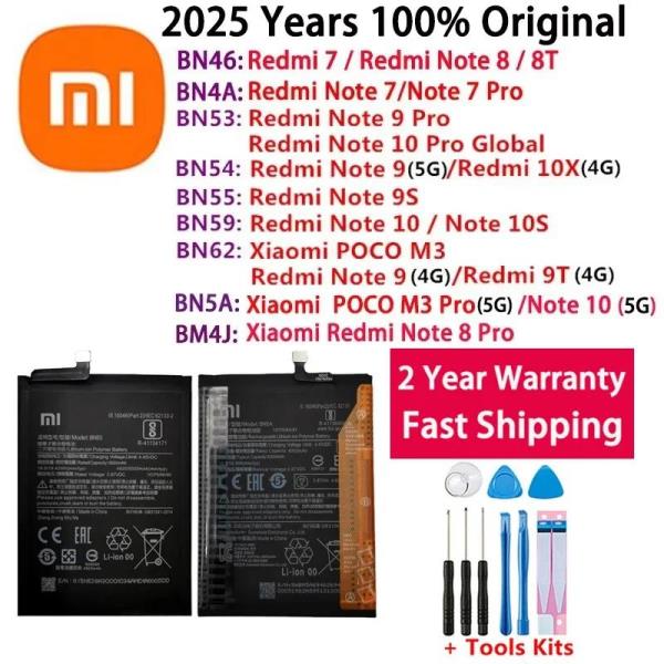 2025   배터리 BN5A BM4J  Redmi Note POCO M3 7 9T 10X 8 4G Pro