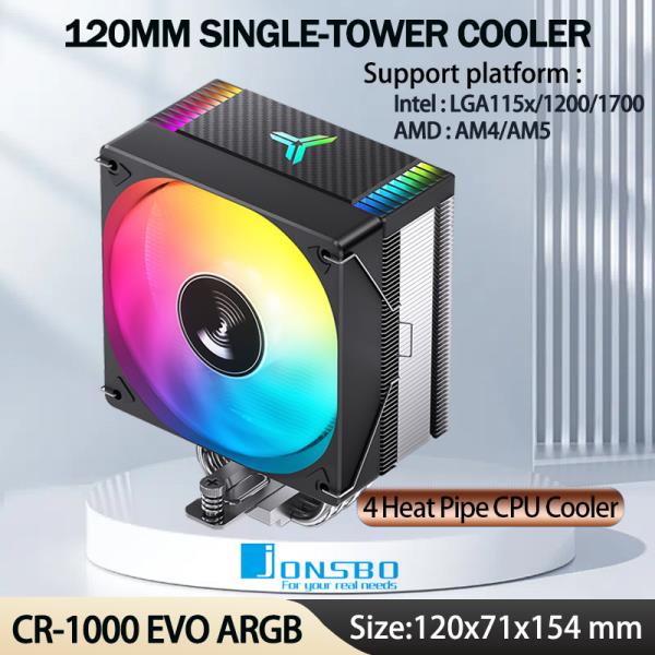 JONSBO CR-1000 EVO 4 히트 파이프 TDP 220W CPU 쿨러 컴퓨터 냉각 선풍기 방열판 LGA1700 115X AM5 에어 라디에이터