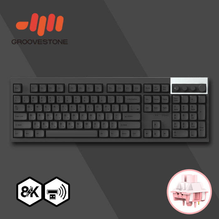 엠스톤 [신규 색상] 그루브스톤 GV10M 8K 수제윤활 104키 게이밍 유무선 기계식 키보드 다크시티, 저소음코랄축, 38g
