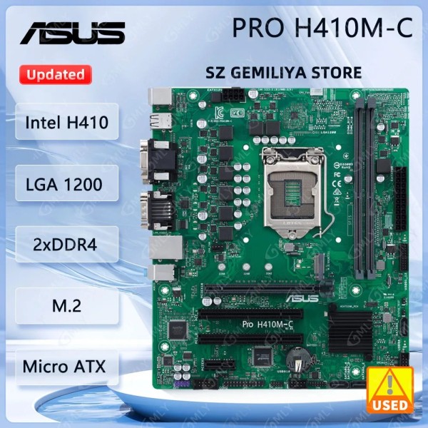 ASUS PRO H410M-C LGA1200 DDR4 인텔 마이크로 ATX 호환 i3-10100 G6505 CPU