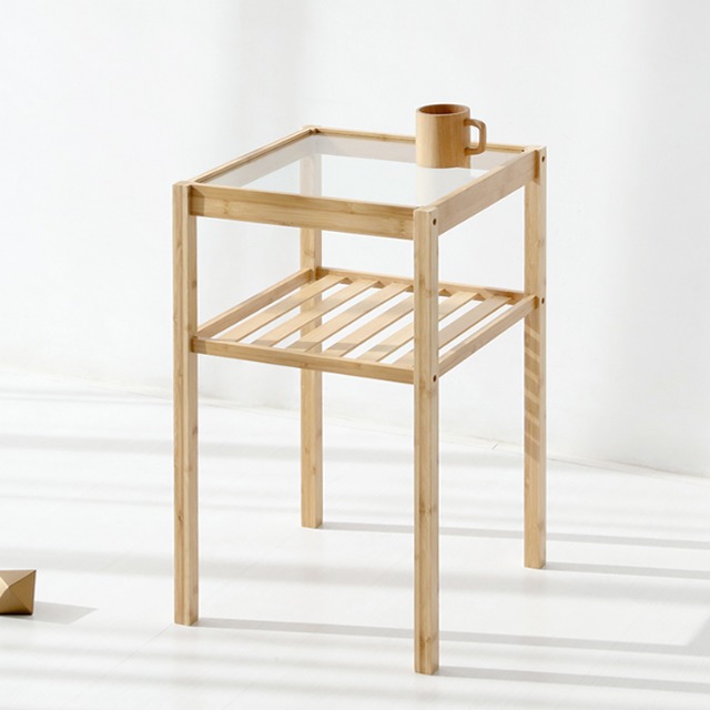 마켓비 GLABO 높은 사이드테이블 다용도 강화유리 소파 협탁 4040 내추럴